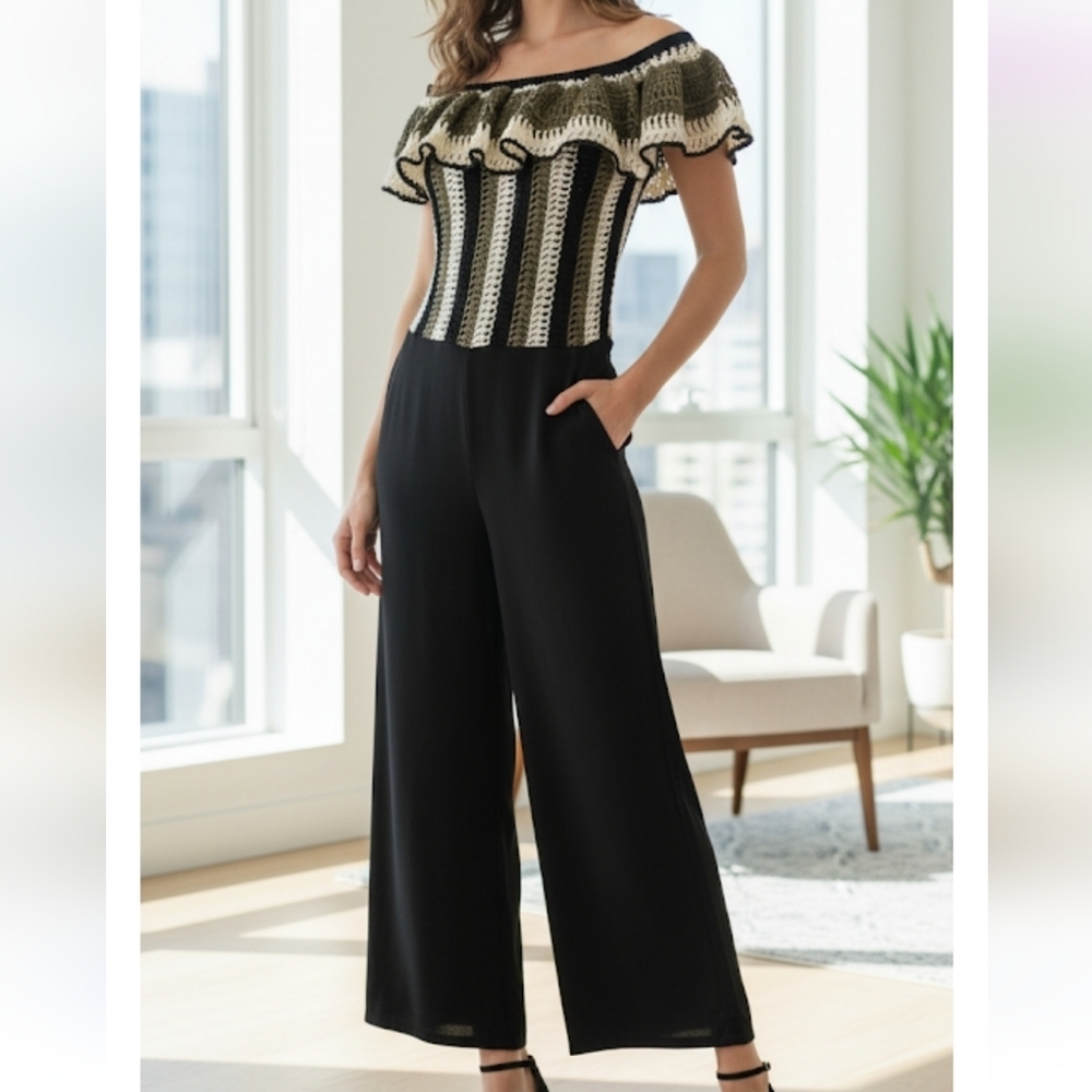 Venus Crochet Ruffle Jumpsuit